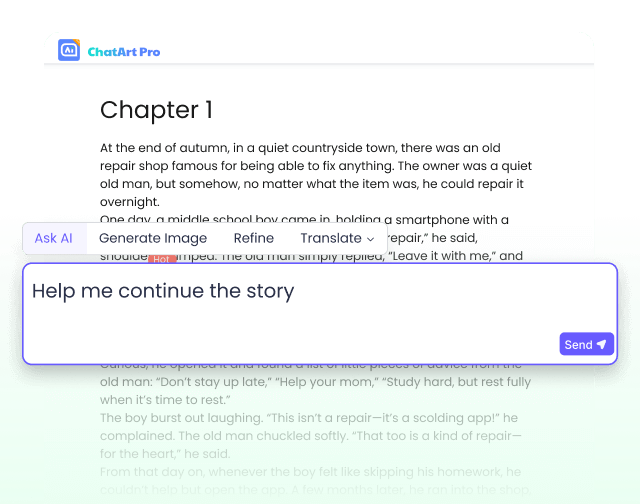 AI story generator workspace