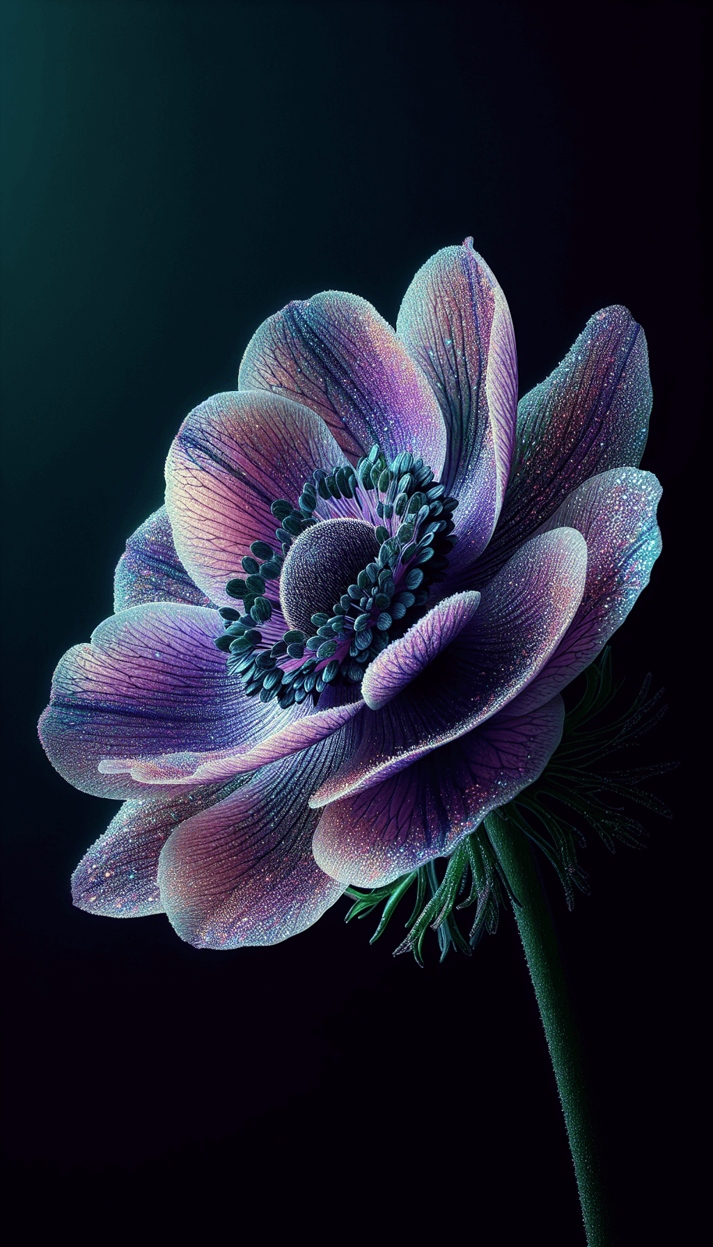 Hermosa flor de anemene con fondo borroso