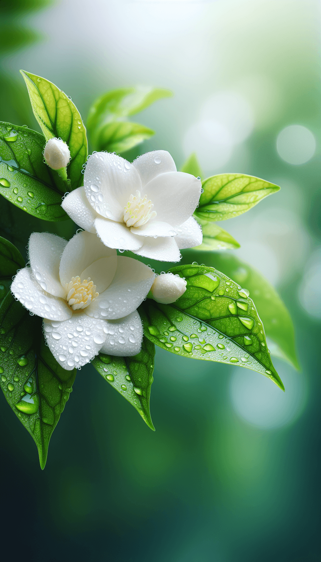 Hermosa flor de jazmín con fondo borroso