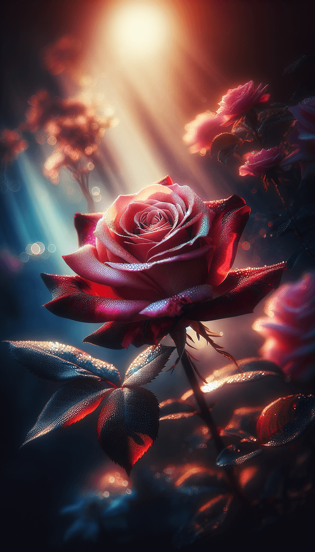 Hermosa flor rosa con fondo borroso
