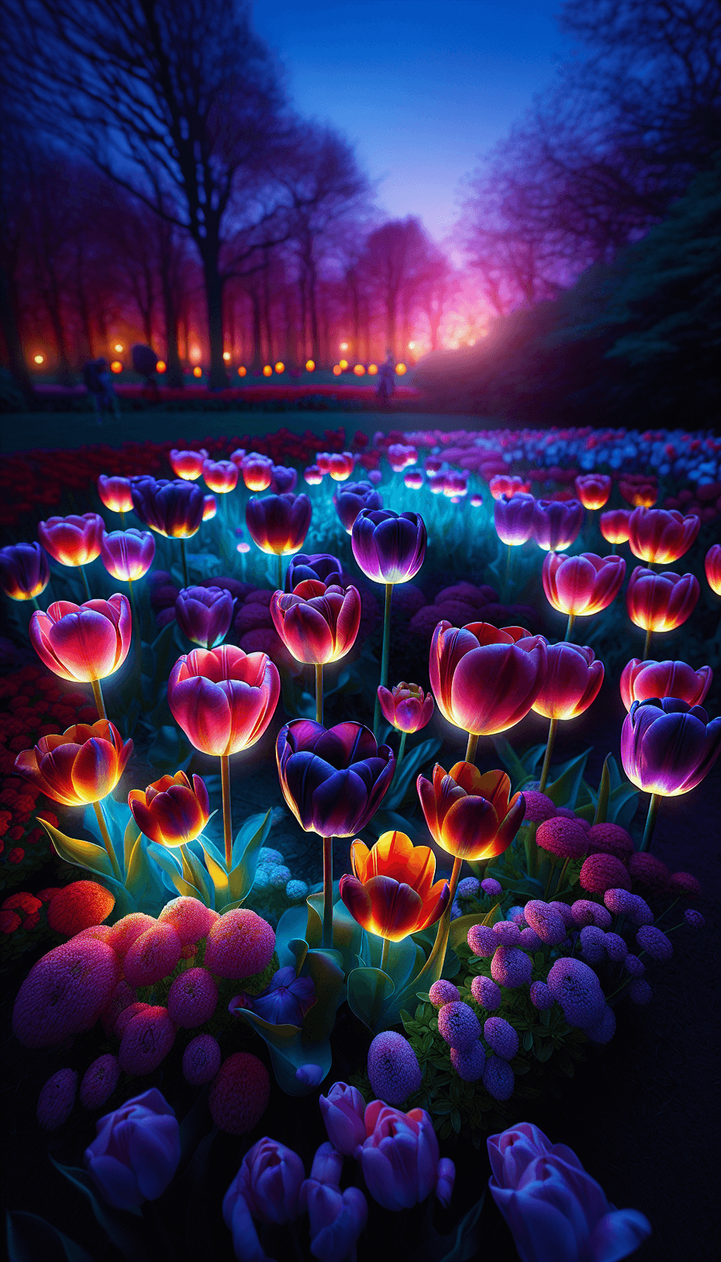 Hermosas flores de tulipán con fondo borroso