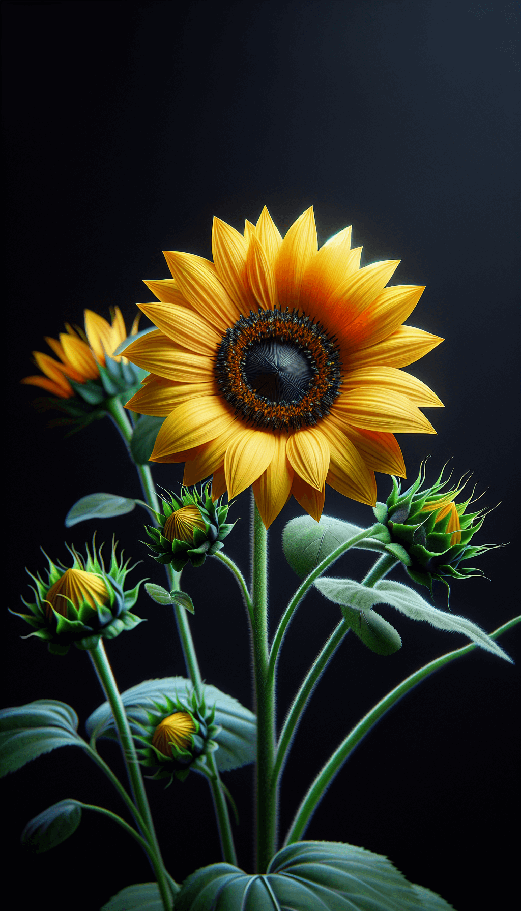 Hermosos girasoles flores con fondo borroso