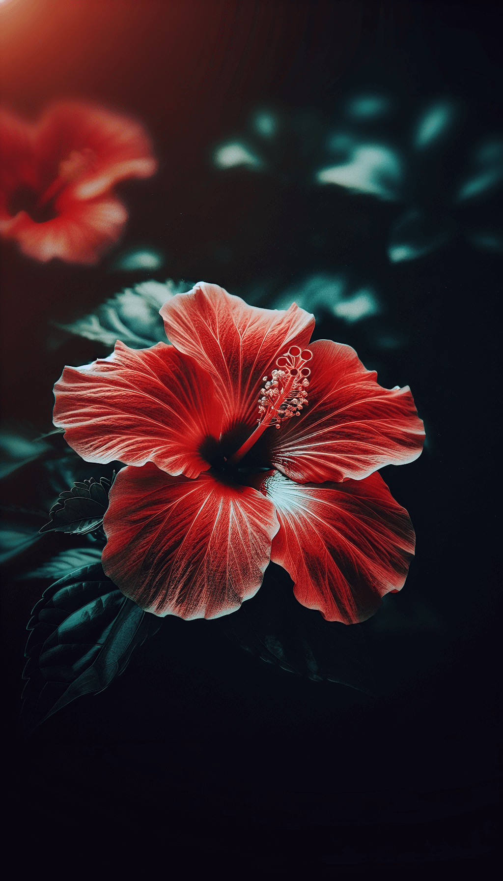 Hermosas flores de hibisco con fondo borroso