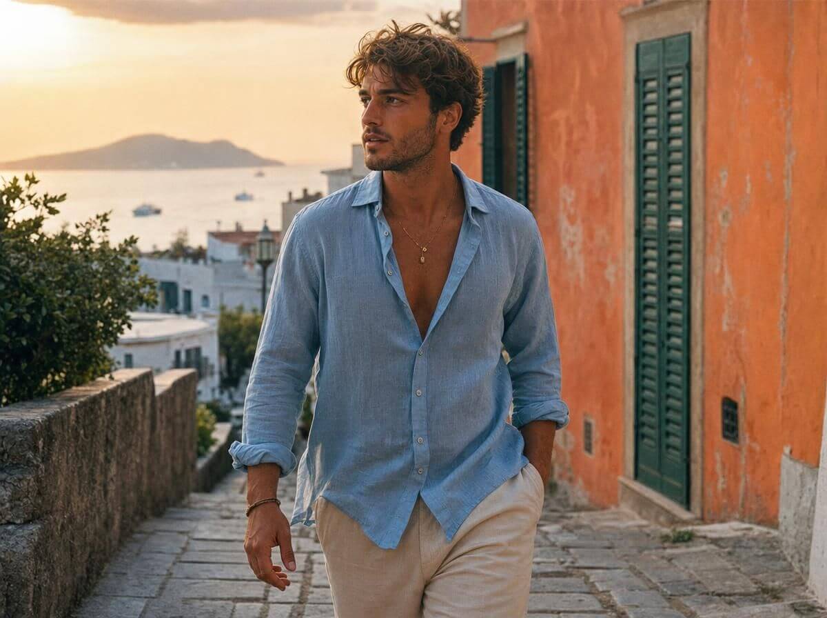 Golden hour lifestyle portrait AI prompt example