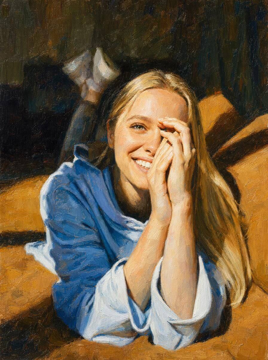 Impressionist oil headshot generated from a photo