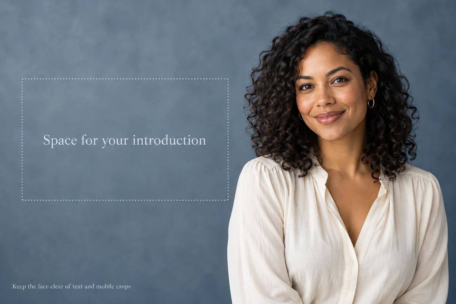 Illustrated personal-branding portrait placed on the right with space for an introduction on the left.