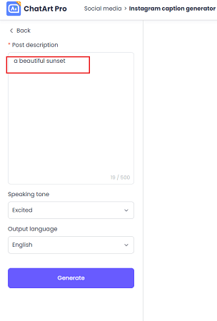 instagram caption generator description