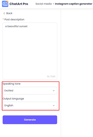 instagram caption generator tone language