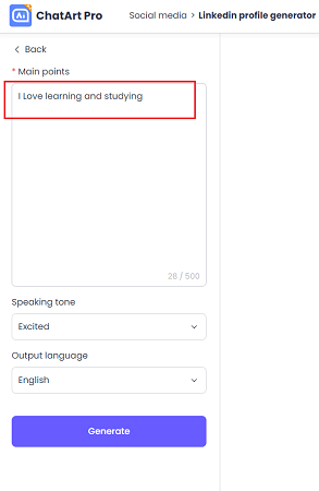 linkedin profile generator main point