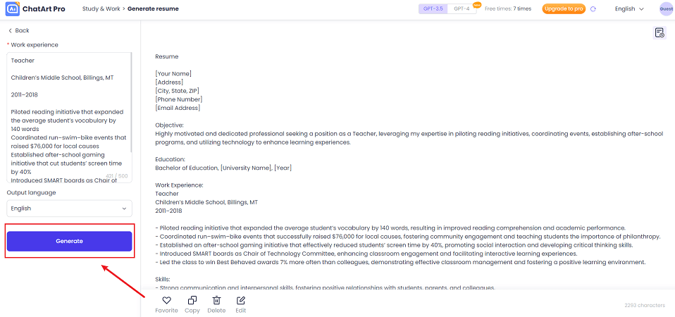 resume generator tool generate