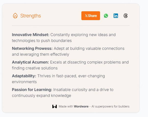 Yohei’s Strengths