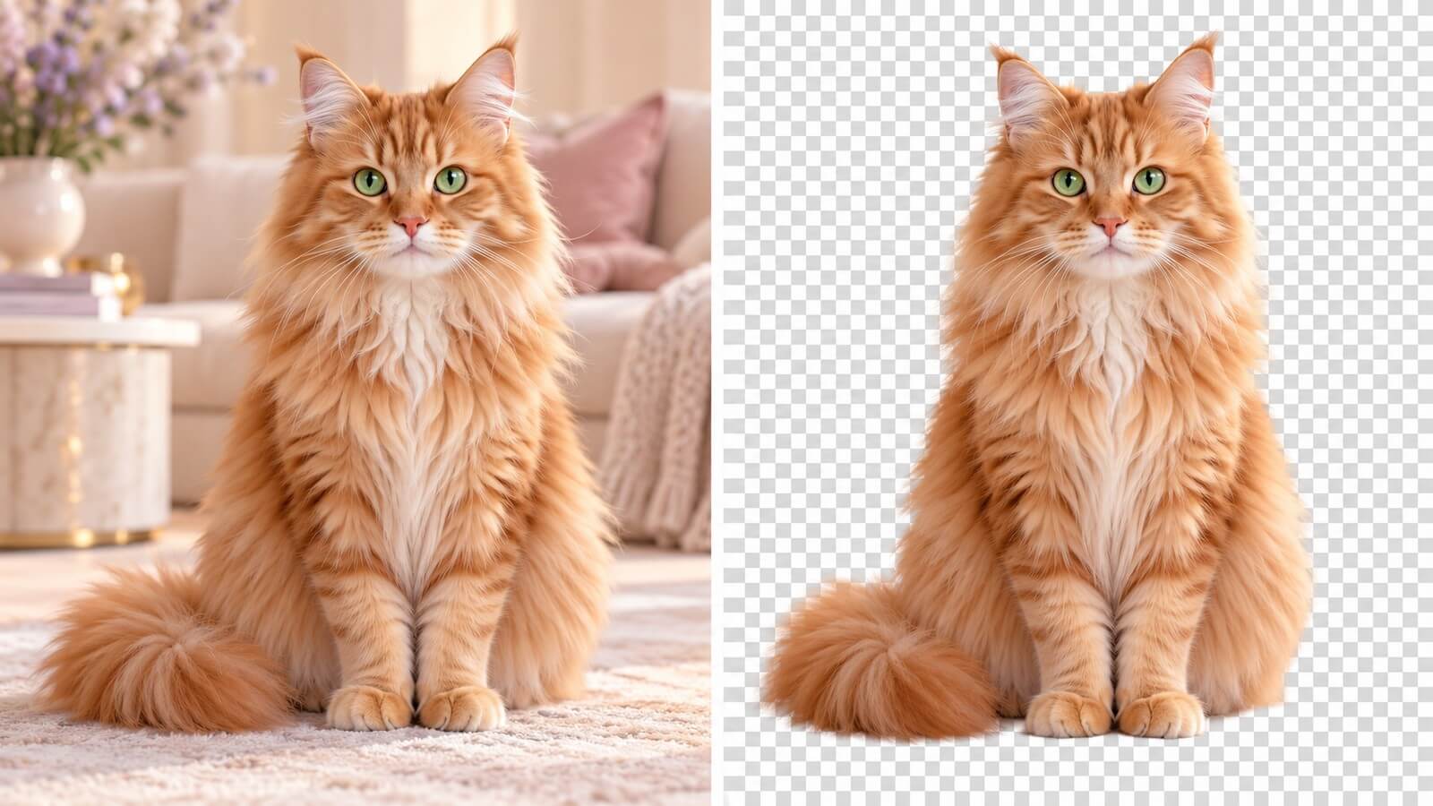 pet photo before and after background removal