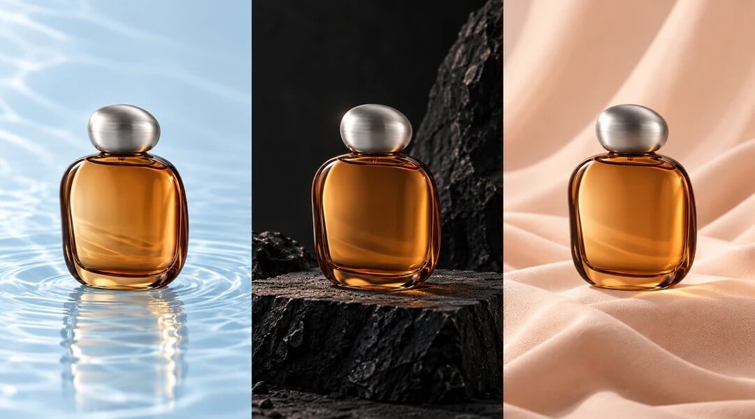 The same amber bottle preserved across three campaign settings