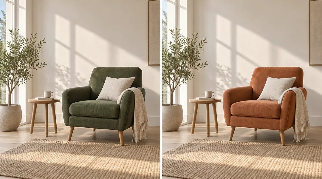 The same reading nook with only the chair color changed