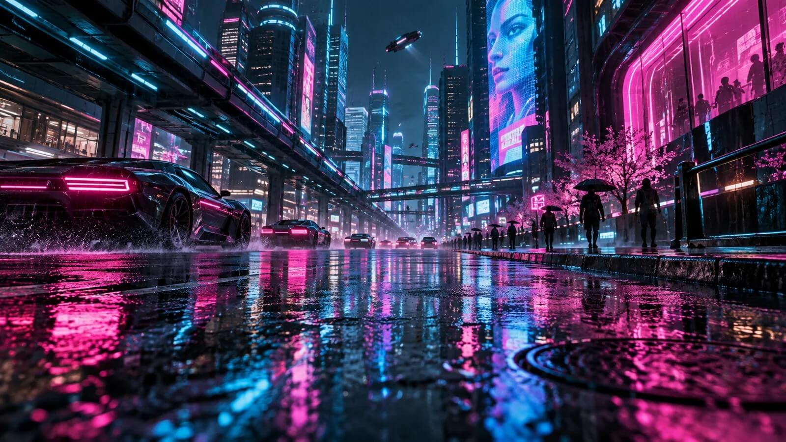 Neon cyberpunk city artwork