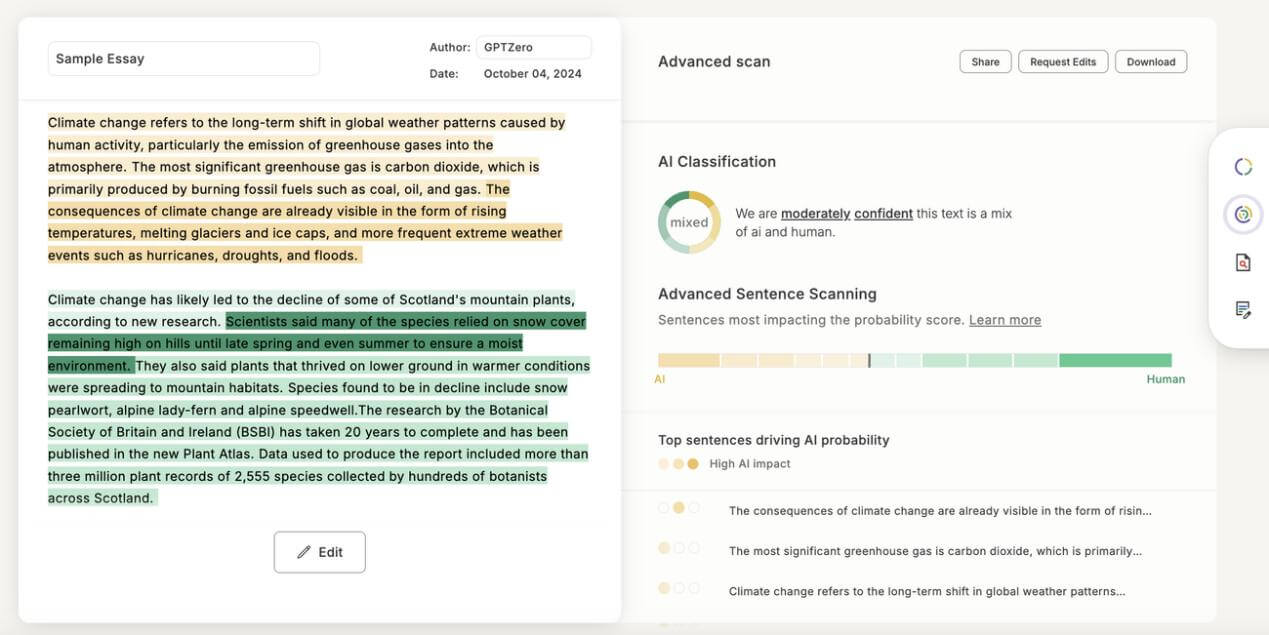 GPTZero AI 검사