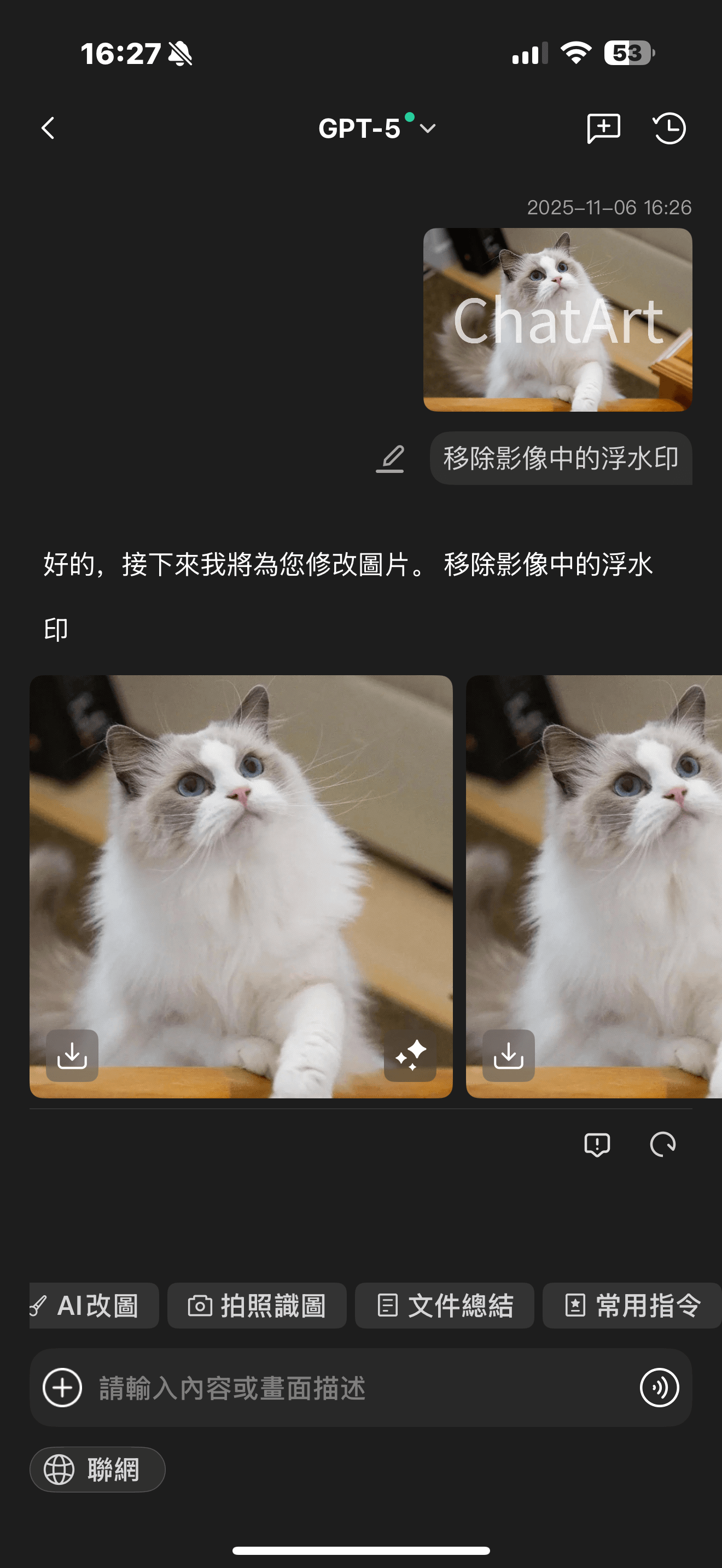 使用AI App即時將照片去浮水印步骤二