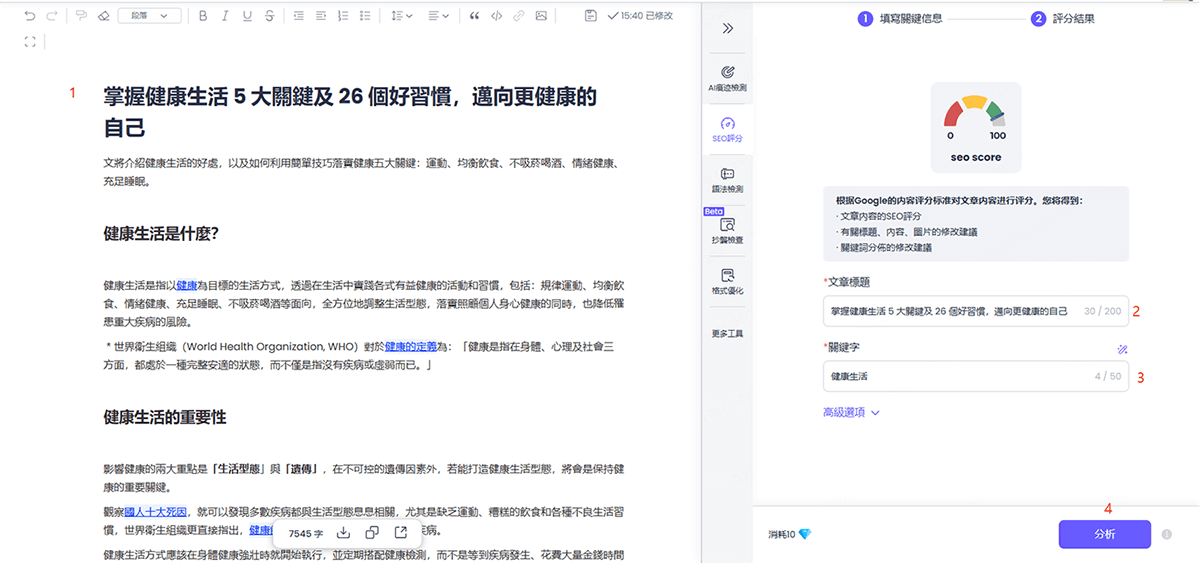 chatart seo 評分 分析