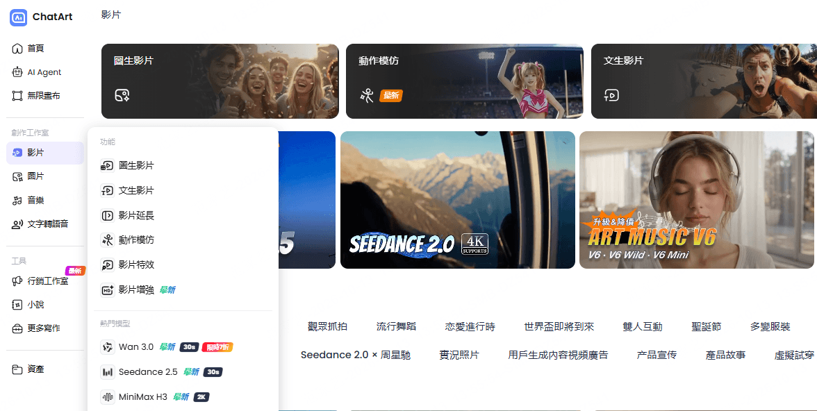 ChatArt 影片創作頁面
