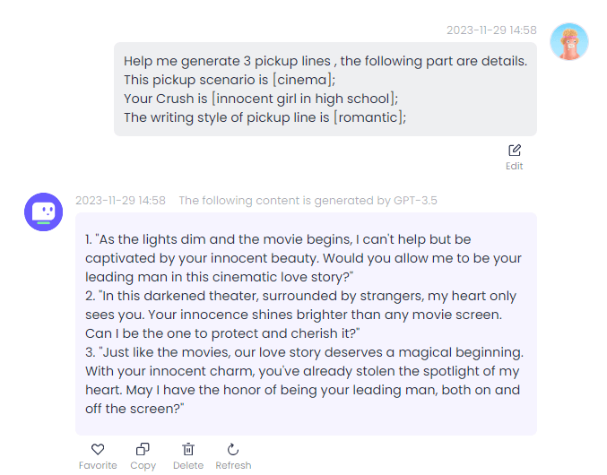 搭訕詞產生器範例