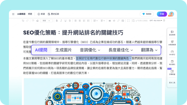 我們的內容重寫器 ChatArt 的主要功能